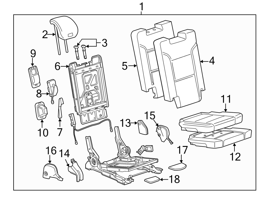 Diagram SEATS & TRACKS. THIRD ROW SEATS. for your GMC Yukon XL  