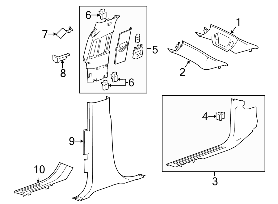 Diagram PILLARS. ROCKER & FLOOR. INTERIOR TRIM. for your 2005 Chevrolet Express 2500   