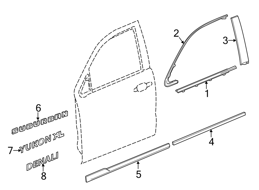 Diagram FRONT DOOR. EXTERIOR TRIM. for your 2015 Chevrolet Equinox   