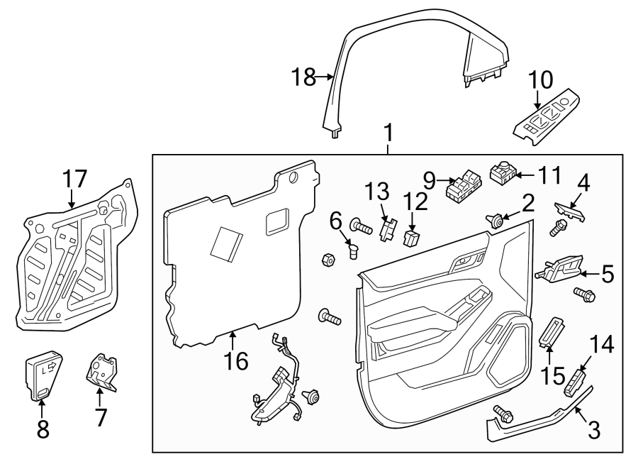 Diagram FRONT DOOR. INTERIOR TRIM. for your 1989 Buick Century   