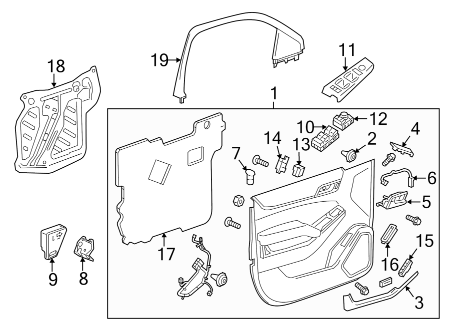 Diagram FRONT DOOR. INTERIOR TRIM. for your Hummer