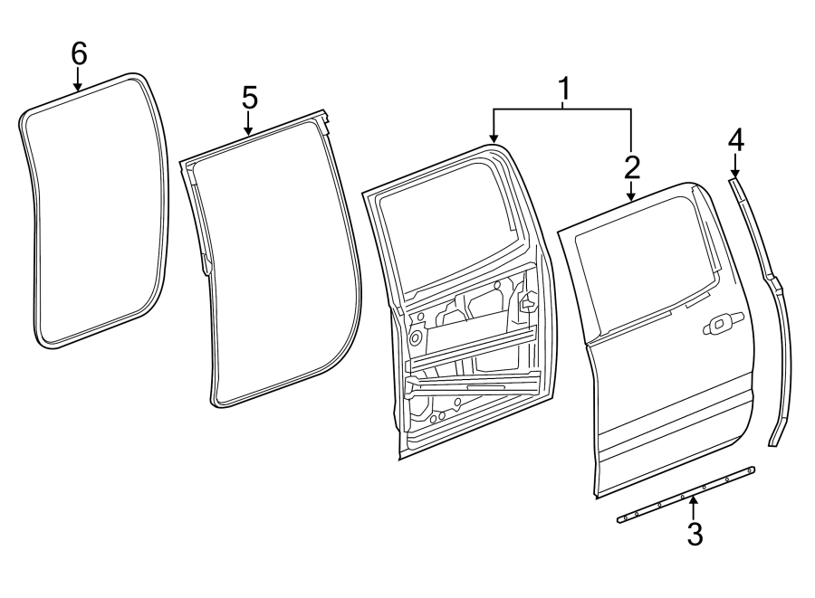 Diagram REAR DOOR. DOOR & COMPONENTS. for your 2023 Chevrolet Bolt EV   