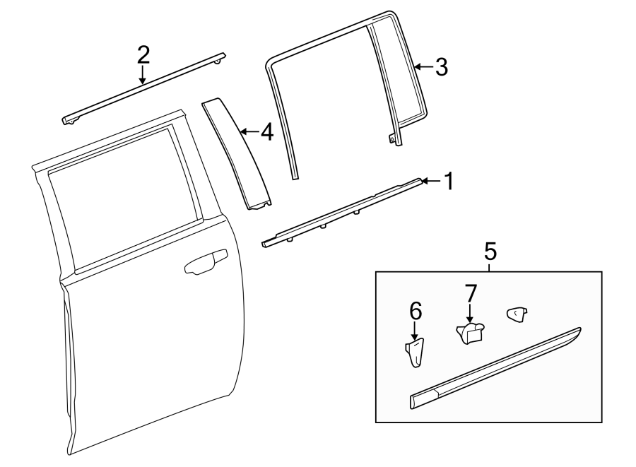 Diagram REAR DOOR. EXTERIOR TRIM. for your Chevrolet Suburban   