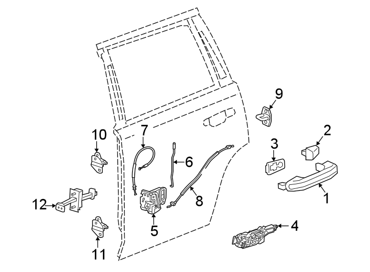 Diagram REAR DOOR. LOCK & HARDWARE. for your 2024 Cadillac XT4   