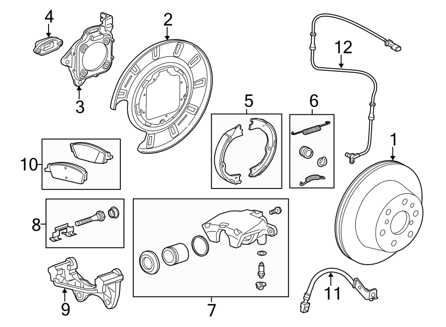 Diagram REAR SUSPENSION. BRAKE COMPONENTS. for your 2015 GMC Terrain SLT Sport Utility 3.6L V6 FLEX A/T FWD 