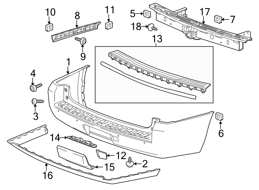 Diagram REAR BUMPER. BUMPER & COMPONENTS. for your 2012 GMC Sierra 2500 HD 6.6L Duramax V8 DIESEL A/T RWD WT Standard Cab Pickup Fleetside 