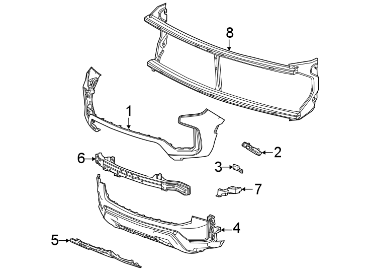 Diagram Front bumper & grille. Bumper & components. for your 2021 Cadillac XT4 Luxury Sport Utility 2.0L A/T 4WD 