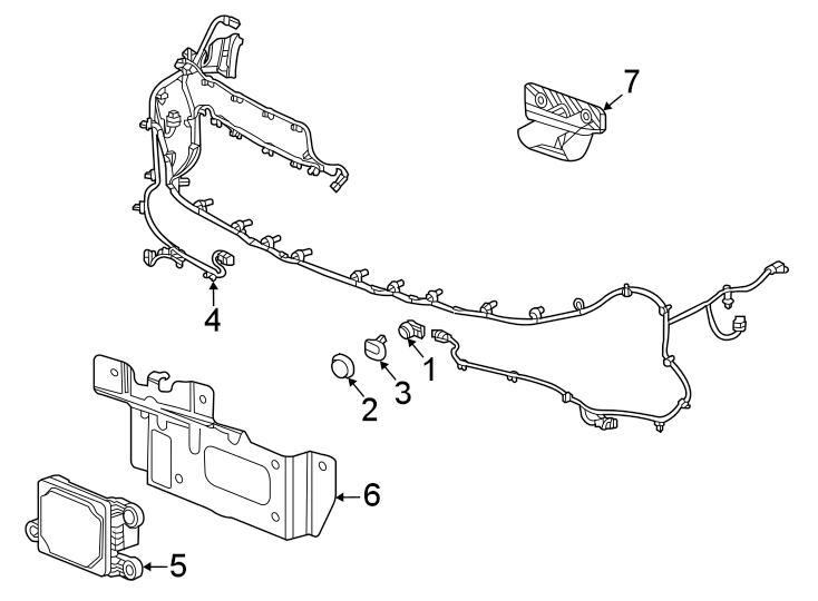 Front bumper & grille. Electrical components. Diagram