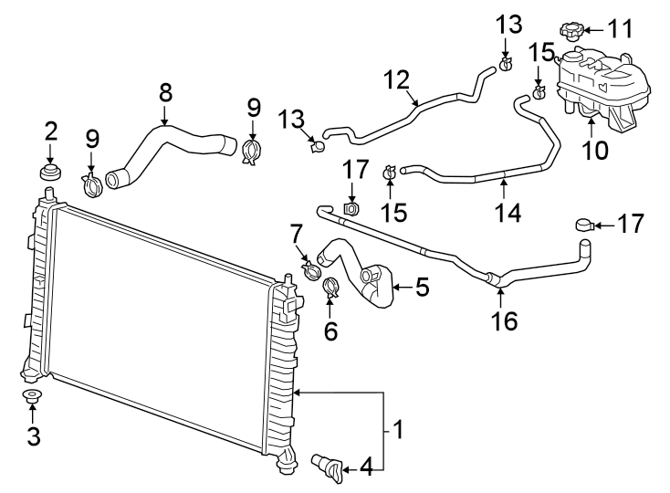 Diagram Radiator & components. for your Buick