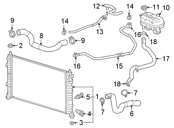 Diagram Radiator & components. for your 2021 Chevrolet Express 2500   