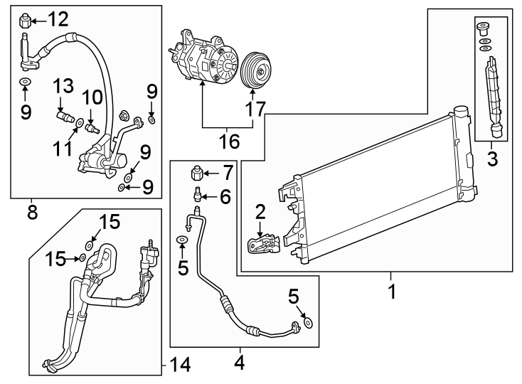 Air conditioner & heater. Compressor & lines. Condenser.