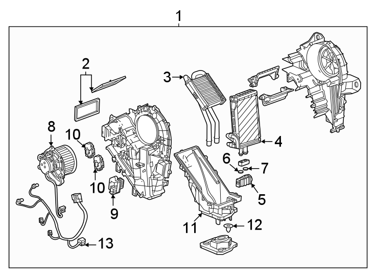 Diagram Air conditioner & heater. Auxiliary ac & heater unit. for your 2013 Buick Enclave    