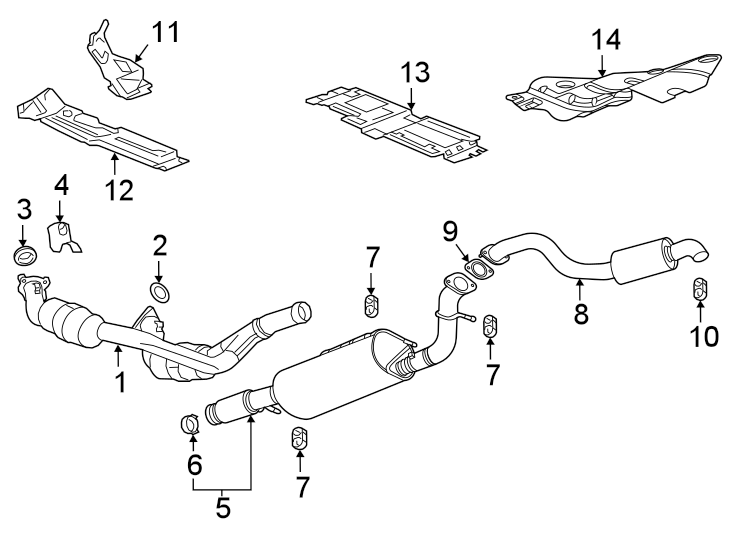 Diagram Exhaust system. Exhaust components. for your 2018 Chevrolet Camaro 6.2L V8 A/T SS Convertible 