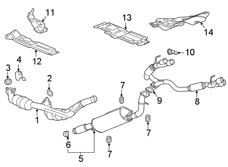 Diagram Exhaust system. Exhaust components. for your 2018 Chevrolet Equinox  LT Sport Utility 