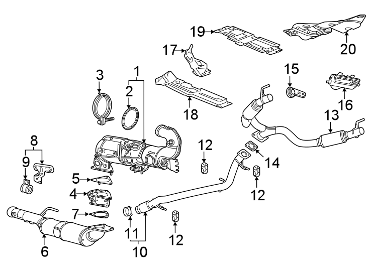 Diagram Exhaust system. Exhaust components. for your 2011 Chevrolet Camaro   