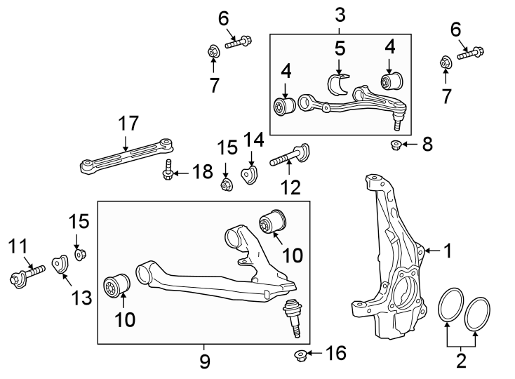 Diagram Front suspension. Suspension components. for your 2019 GMC Sierra 2500 HD  Denali Crew Cab Pickup Fleetside 