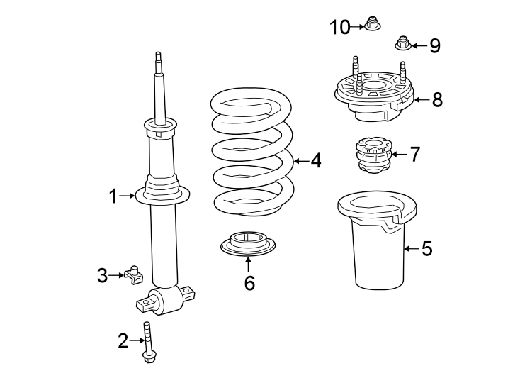 Diagram Front suspension. Struts & components. for your 2002 GMC Sierra 2500 HD 6.0L Vortec V8 M/T RWD SL Standard Cab Pickup Fleetside 