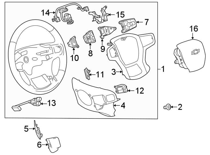 Diagram Steering wheel & trim. for your 2021 Chevrolet Suburban  High Country Sport Utility  