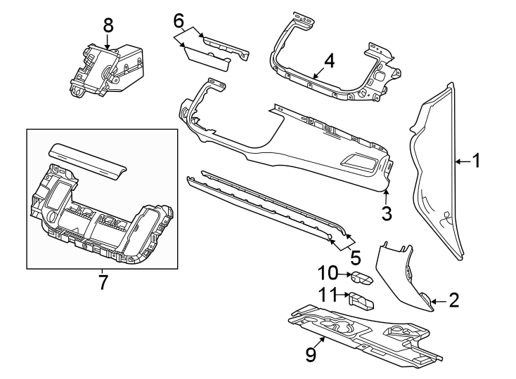 8Instrument panel components.https://images.simplepart.com/images/parts/motor/fullsize/GA21380.png