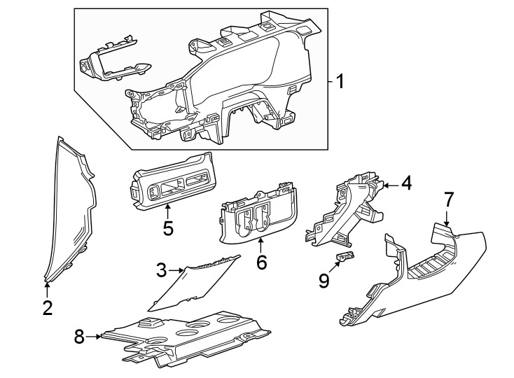 9Instrument panel components.https://images.simplepart.com/images/parts/motor/fullsize/GA21412.png