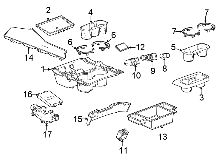 Diagram Center console. for your 2021 Chevrolet Suburban  High Country Sport Utility  