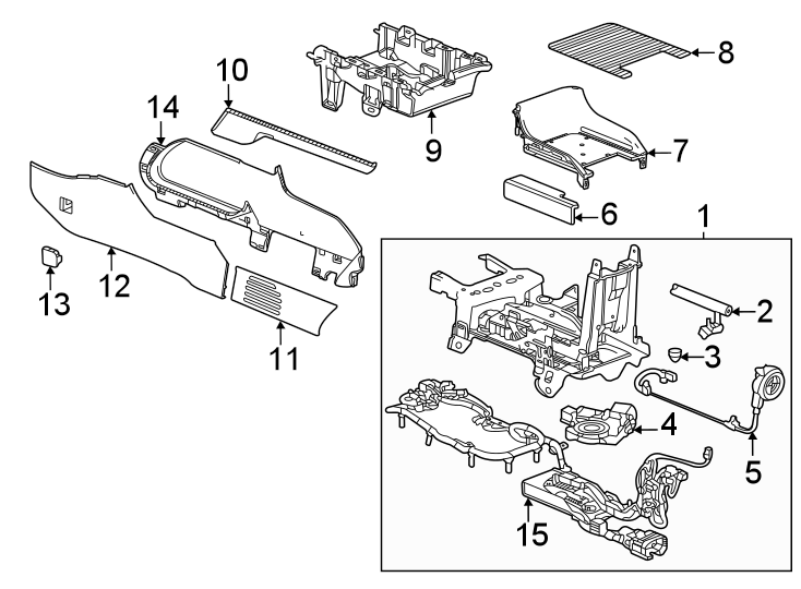 Diagram Center console. for your Chevrolet Bolt EV  