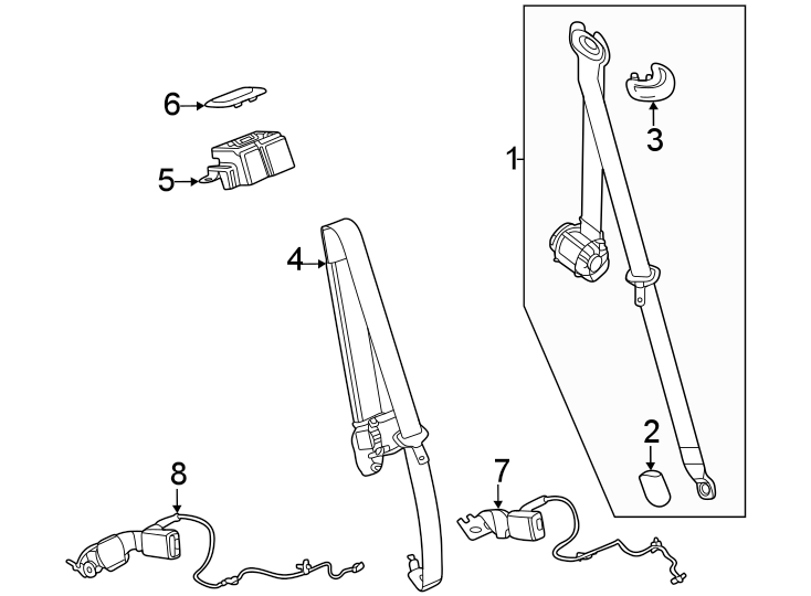 Restraint systems. Rear seat belts.