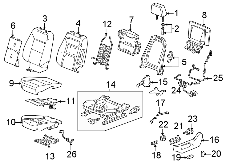 22Seats & tracks. Driver seat components.https://images.simplepart.com/images/parts/motor/fullsize/GA21495.png