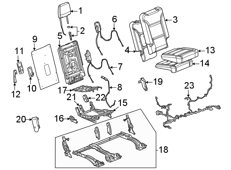 Diagram Seats & tracks. Third row seats. for your 2022 GMC Yukon XL   