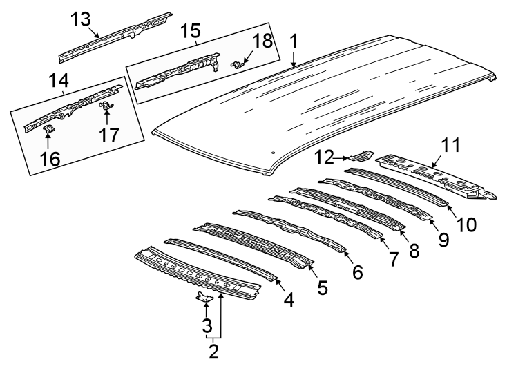 Diagram Roof & components. for your 2013 Chevrolet Tahoe    