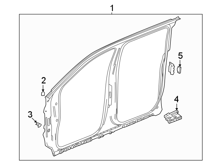 Diagram Pillars. Rocker & floor. Uniside. for your 2015 GMC Sierra 2500 HD 6.6L Duramax V8 DIESEL A/T 4WD SLE Standard Cab Pickup Fleetside 