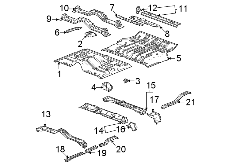 Diagram Pillars. Rocker & floor. Floor & rails. for your Chevrolet Suburban   