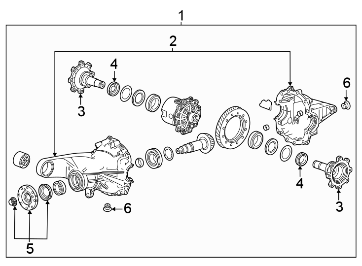 Diagram Rear suspension. Axle & differential. for your 2024 Chevrolet Suburban  LS Sport Utility 3.0L Duramax 6 cylinder DIESEL A/T 4WD 