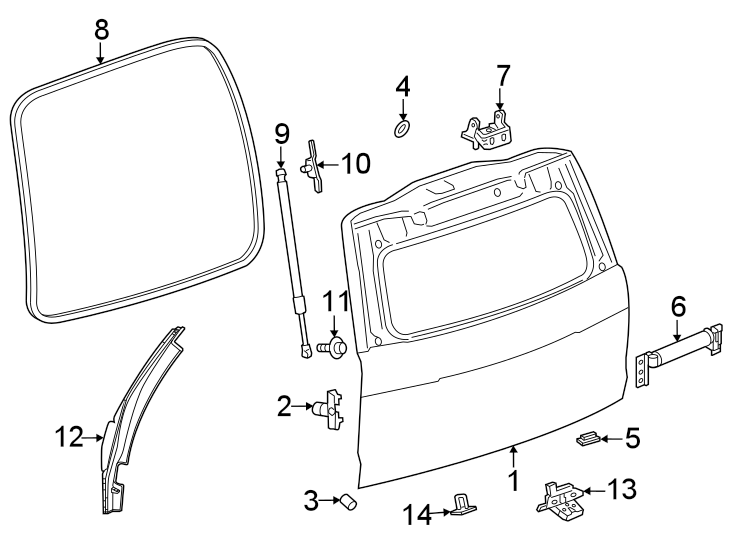 Diagram Lift gate. Gate & hardware. for your 2015 Chevrolet Suburban    