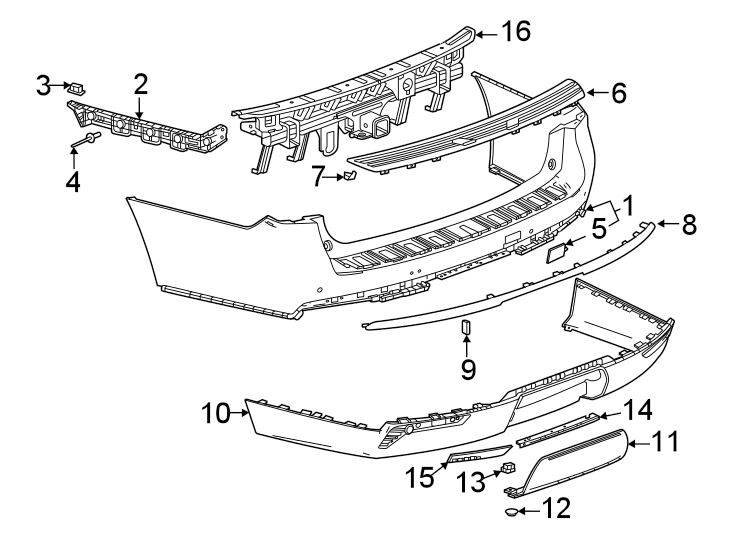 Diagram Rear bumper. Bumper & components. for your Chevrolet Suburban   