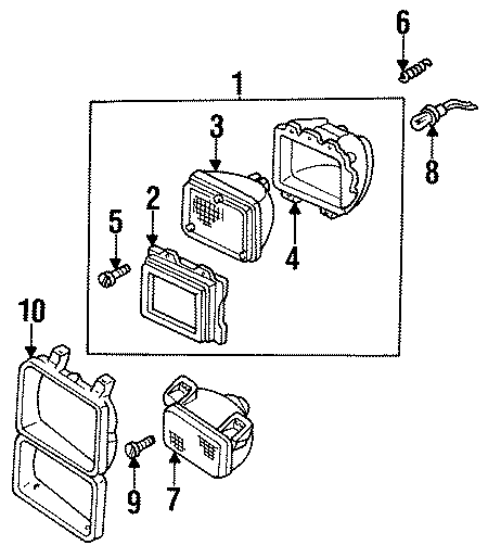 Diagram FRONT LAMPS. HEADLAMP COMPONENTS. for your 2003 GMC Sierra 2500 HD 6.0L Vortec V8 A/T RWD SLE Standard Cab Pickup 