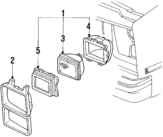 Diagram FRONT LAMPS. HEADLAMP COMPONENTS. for your 2003 GMC Sierra 2500 HD 6.0L Vortec V8 M/T RWD SLT Extended Cab Pickup 