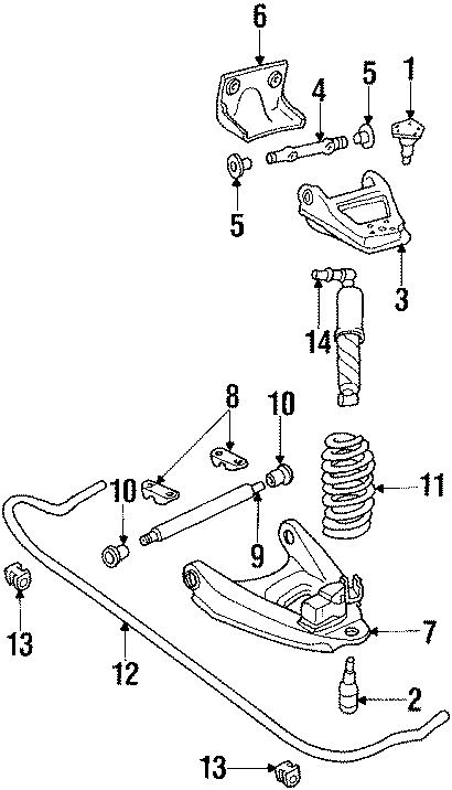 Diagram FRONT SUSPENSION. SUSPENSION COMPONENTS. for your 2002 GMC Sierra 2500 HD  Base Standard Cab Pickup Fleetside 