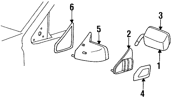 Diagram FRONT DOOR. OUTSIDE MIRRORS. for your 1996 Chevrolet C1500  Silverado Extended Cab Pickup Fleetside 5.0L Vortec V8 A/T 