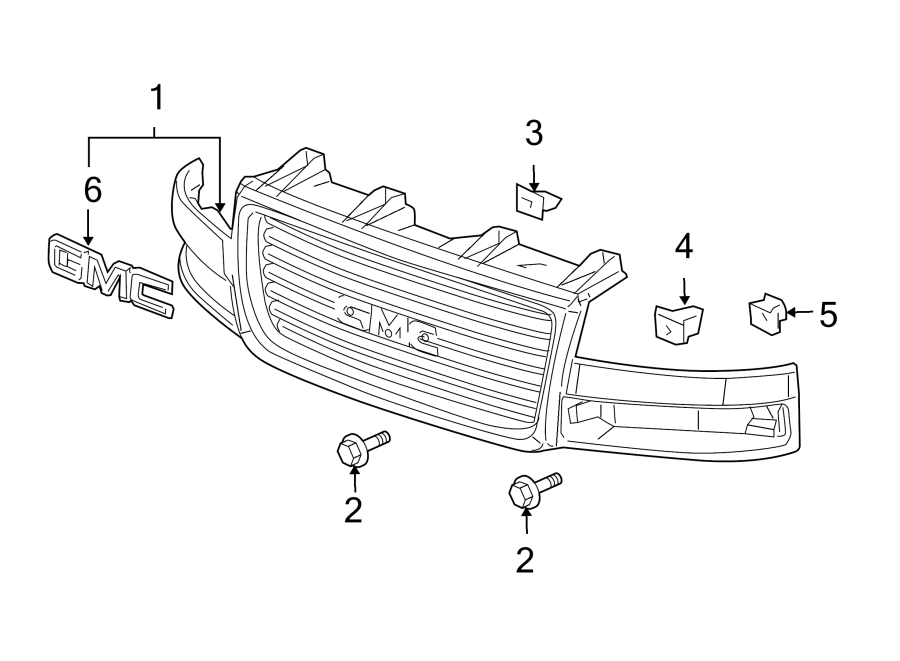 Diagram GRILLE & COMPONENTS. for your 2005 Chevrolet Tahoe    