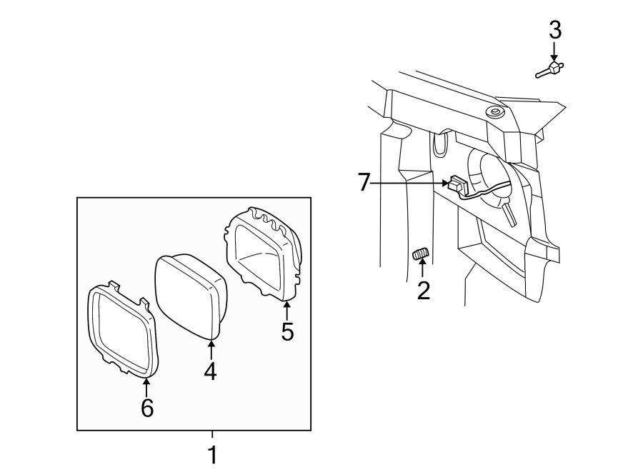 Diagram Front lamps. Headlamp components. for your 2022 Cadillac XT4   