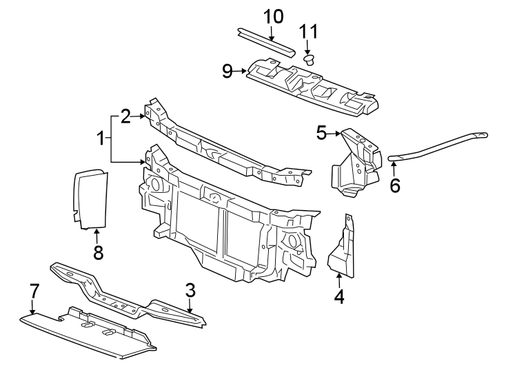 Diagram Radiator support. Side loading door. for your 2021 Chevrolet Corvette   