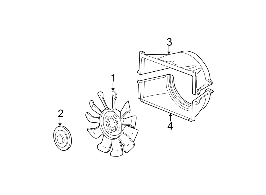 Diagram Pick up box. Cooling fan. for your 1999 Chevrolet Blazer Trailblazer Sport Utility  