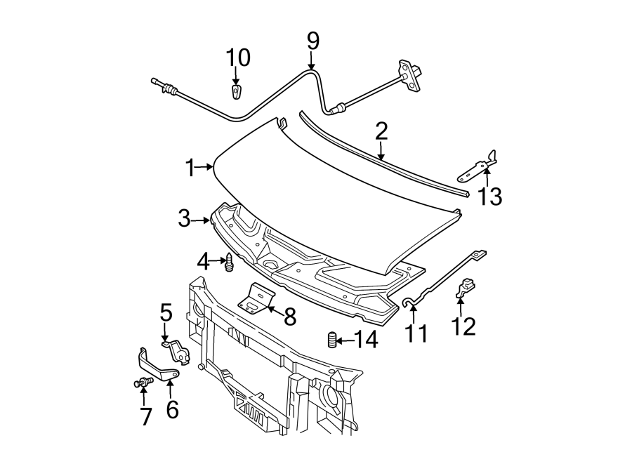 Diagram Hood & components. for your 2007 GMC Sierra 1500 Classic SLE Extended Cab Pickup 6.0L Vortec V8 A/T RWD 