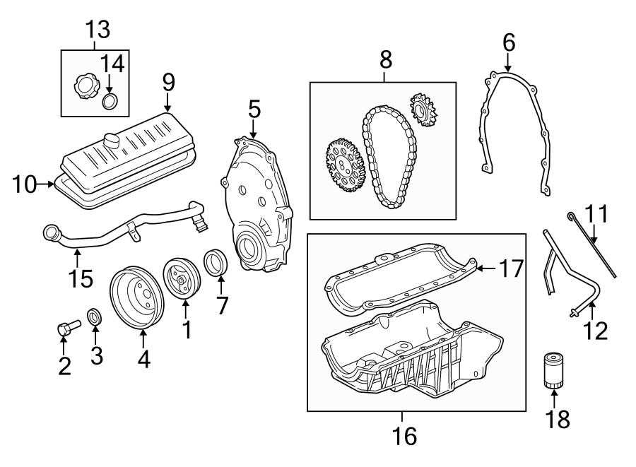 Diagram ENGINE PARTS. for your Chevrolet