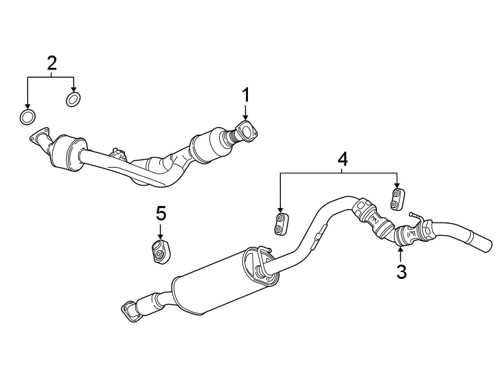 Diagram EXHAUST SYSTEM. EXHAUST COMPONENTS. for your 1992 Chevrolet K3500  Scottsdale Extended Cab Pickup Fleetside 6.5L V8 DIESEL A/T 