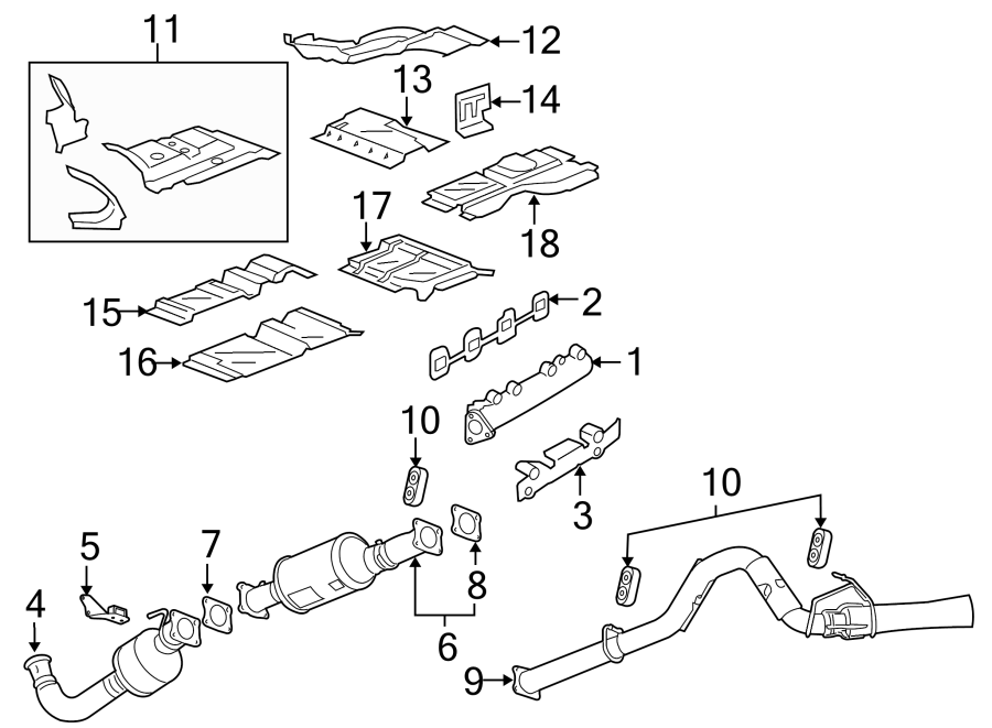 Diagram Exhaust system. Exhaust components. Manifold. for your 2013 Chevrolet Silverado 1500 WT Standard Cab Pickup  