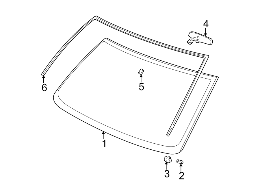 Diagram WINDSHIELD. GLASS. REVEAL MOLDINGS. for your 2003 GMC Envoy XL   