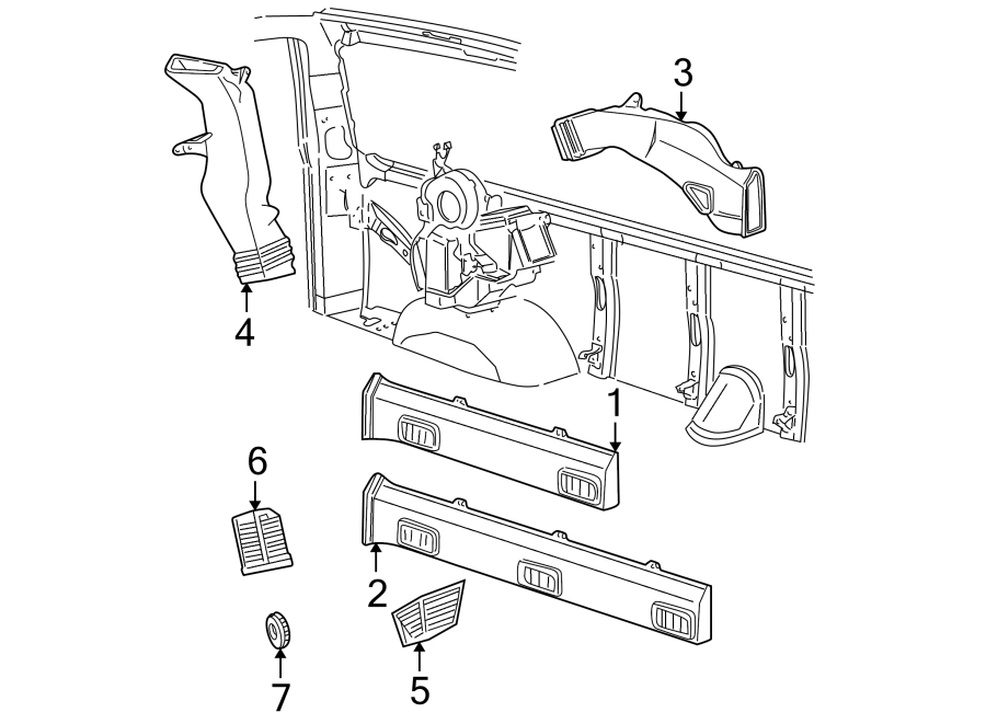 Diagram Instrument panel. Ducts. for your 2003 Chevrolet Express 3500   