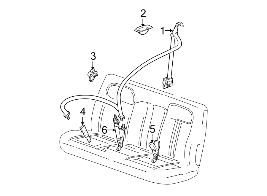 Restraint systems. Rear seat belts.